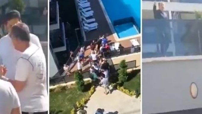 Yabancı grubun zorla site havuzuna girmek istediği görüntüler gündem oldu! Sizce izin verilmeli miydi?