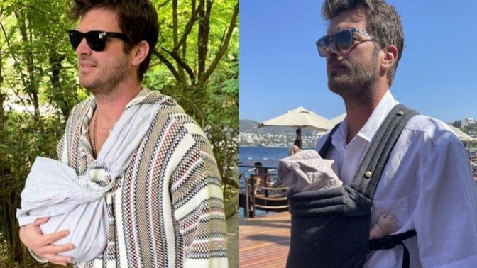 Kıvanç Tatlıtuğ'un oğlu Kurt Efe ile pozları olay oldu! Baba olmak yakışmış mı sizce?