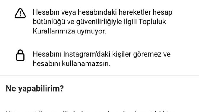 İnstagram hesabım askıya alındı?