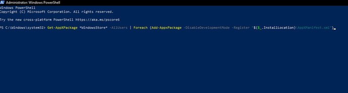 Microsoft Store'u yeniden yükleme komutu 