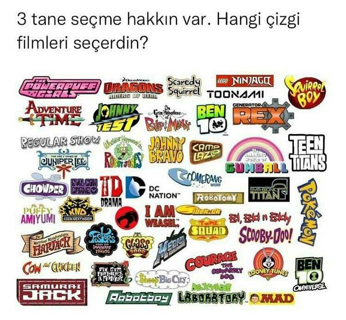 Çocuklumuzda izleyerek mutlu olduğumuz çizgi dizilerden üç tane seçicek olsanız bu üç mükkemmel çizgi dizi hangileri olurdu?