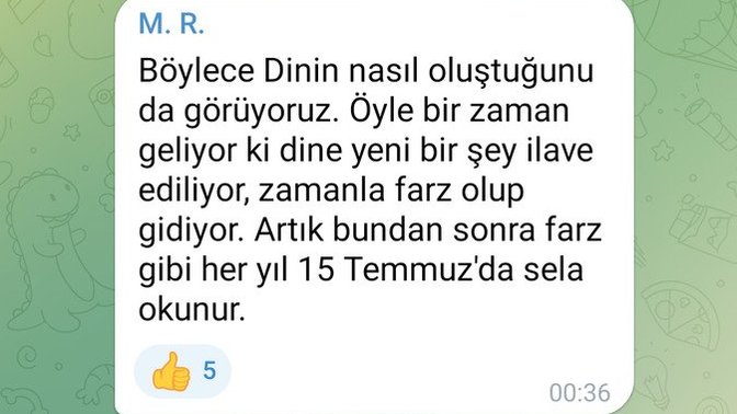 Dün 15 Temmuz dolasıyla tüm camilerde sela okunmuş düşünceleriniz?