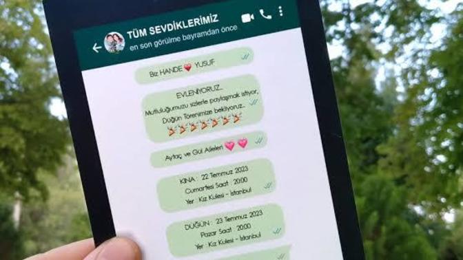 Düğün davetiyesi gereksiz masraf değil mi, topluca WhatsApp üzerinden atalım gitsin?
