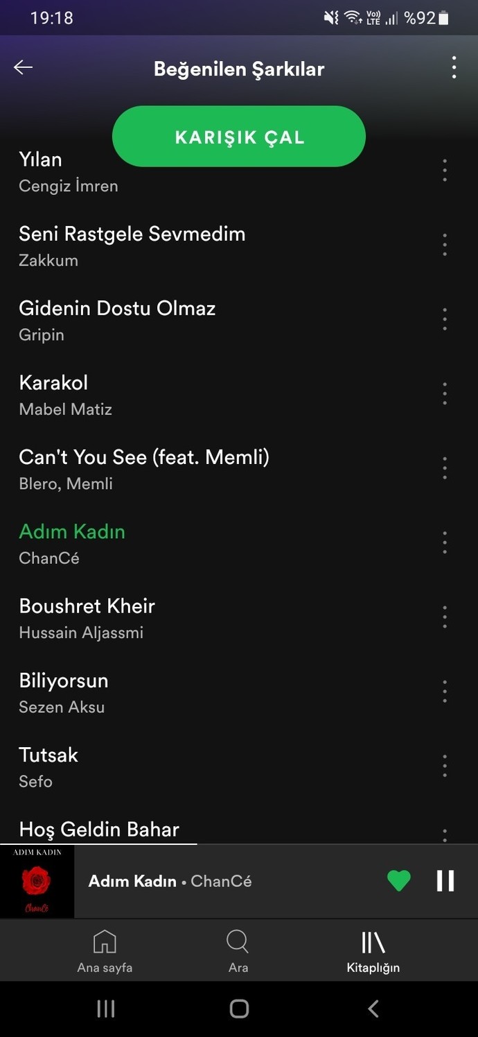 Spotify ekranını kaydırmadan ss alır mısın?