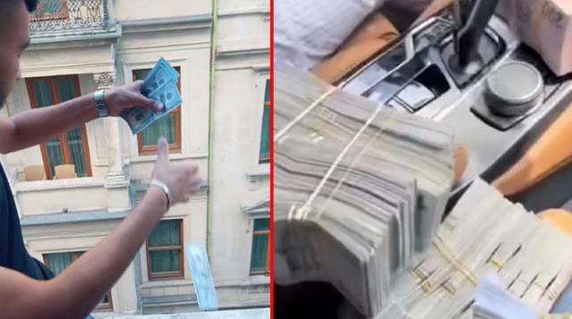 Beyoğlundaki bir otel odasından aşağıya deste deste dolar atıldı! Yoldan geçiyor olsaydınız ne yapardınız?