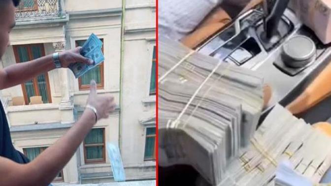 Beyoğlu'ndaki bir otel odasından aşağıya deste deste dolar atıldı! Yoldan geçiyor olsaydınız ne yapardınız?