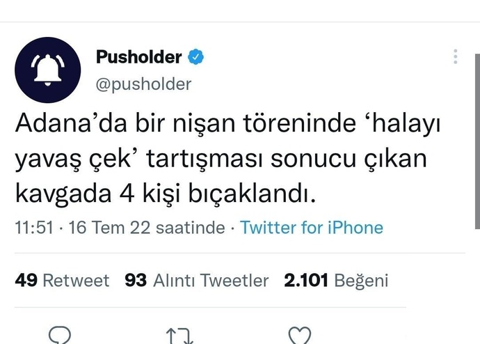 Adanada nişan töreninde halayı yavaş çek tartışması sonucu 4 kişi bıçaklandı. Ne düşünüyorsunuz?