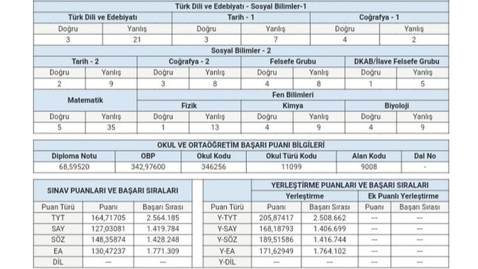 YKS sonucumu anlamadım, yardım eder misiniz?