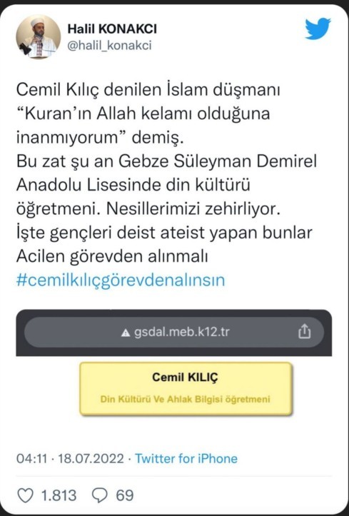 Cemil Kılıç gibi İslam düşmanları hakkındaki düşünceniz nedir?