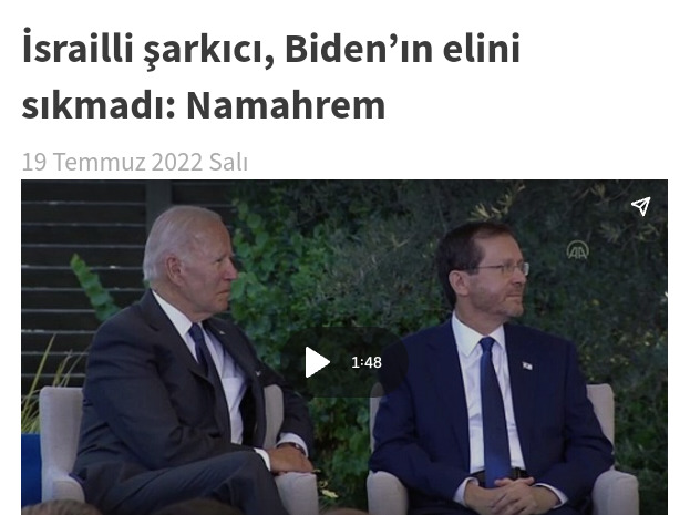 İsrailli şarkıcı, Biden’ın elini sıkmadı, bu konuda ne söylemek istersiniz?