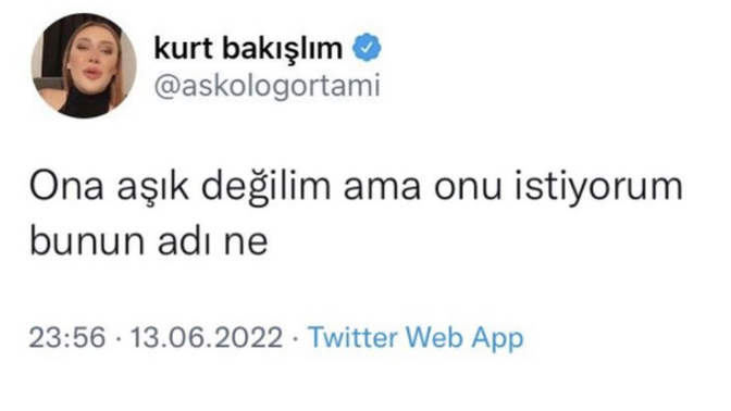 “Ona aşık değilim ama onu istiyorum” bunun adı nedir arkadaşlar?