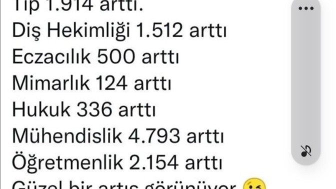 Kontenjanlar arttığı için sıralamalar geriler mi?