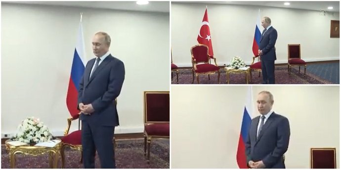 Dünya bu görüntüyü konuşuyor! Erdoğanın Putini bir dakika bekletmesi sizce ne anlam taşıyor?