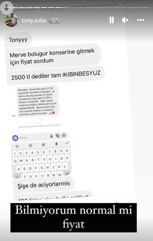 İlk kez konser verecek olan Merve Boluğurun konser bileti 2.500 TL. Merve Boluğuru dinlemeye siz maksimum kaç TL verirsiniz?