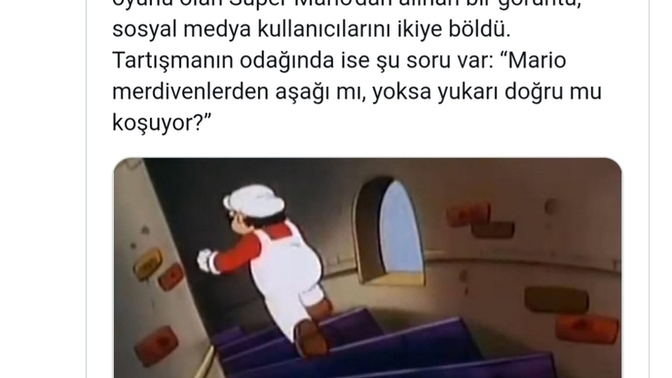 Mario size göre fotoda aşağı mı iniyor yukarı mı çıkıyor?