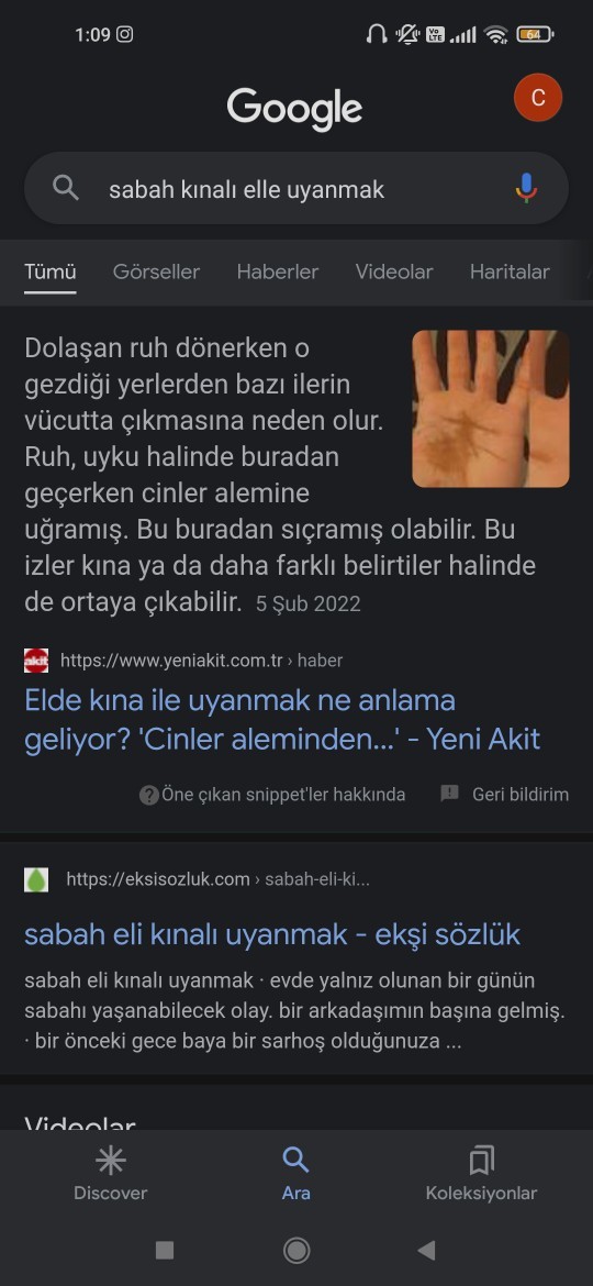 Kalktığında elinde kına olması?