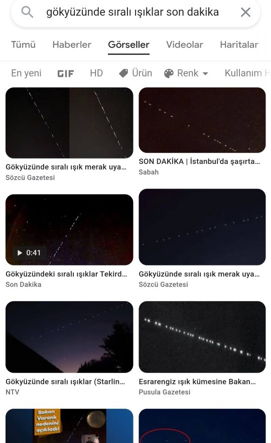 Gökyüzünde bugün sıralı yıldızlar gördüm geçiyordu?