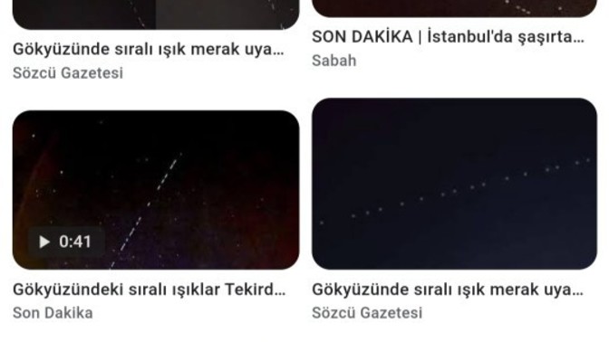 Gökyüzünde bugün sıralı yıldızlar gördüm geçiyordu?