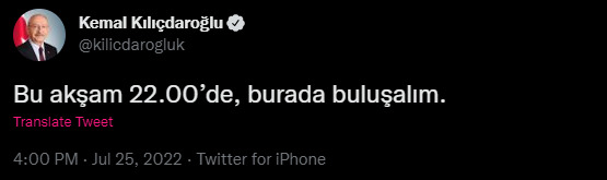 Kemal Kılıçdaroğlu yine 22.00de buluşma tweeti attı. Sizce bu sefer ne açıklayacak?
