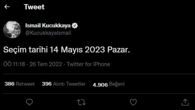 İsmail Küçükkaya: Seçim 14 Mayıs 2023 Pazar. Sence seçim ne zaman olur?