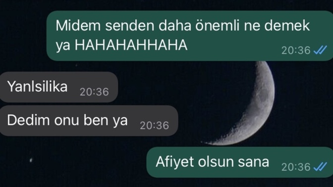 Flörtünüzle Telefonda konusurken Size Yemek yicem Midem Senden daha önemli dese Napardiniz?