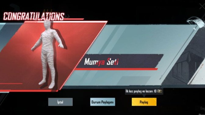 Pubg'de mumya kıyafeti çıkardım! Bir hayırlı olsun alabilir miyim :D?