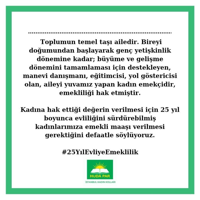 #25yılEvliyeEmeklilik hareketi başladı, ev hanımları da emekli olmalı mı?