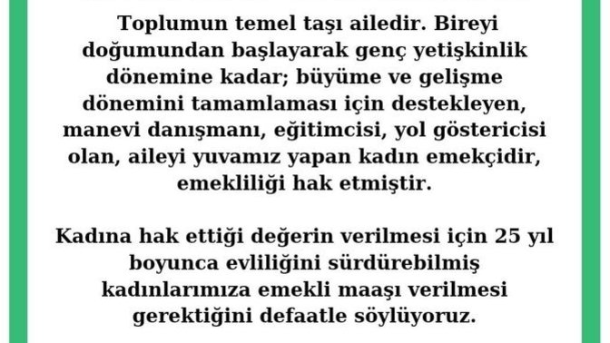 #25yılEvliyeEmeklilik hareketi başladı, ev hanımları da emekli olmalı mı?