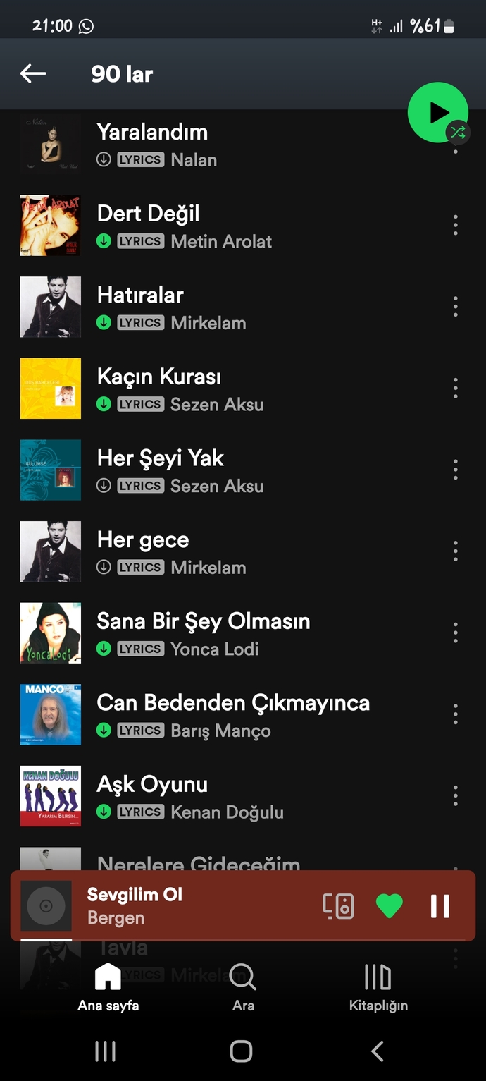 Müzik listeniz ağırlıklı olarak yabancı mı Türkçe mi?
