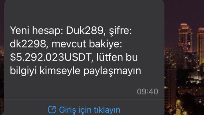 Böyle bir mesaj geldi dolandırıcılar mıdır?