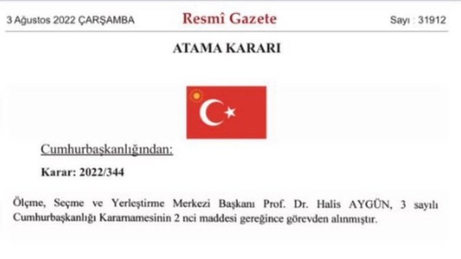 ÖSYM Başkanı Prof. Dr. Halis Aygün görevden alındı! Sizce bu durum mevcut iddiaları doğruluyor mu, sınav iptal olacak mı?