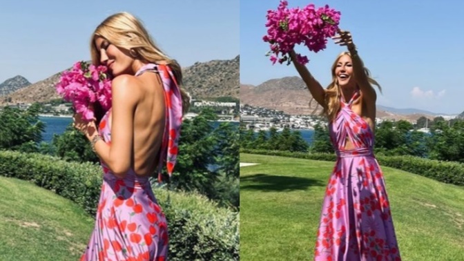 Çağla Şikel'in Bodrum kombinini nasıl buldunuz? Vişneli elbise çok güzel olmamış mı?