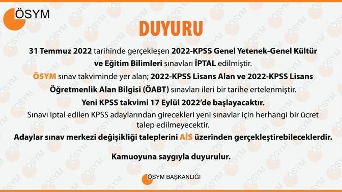 ÖSYM tarafından yeni sınav takvimi yayınlandı, düşünceleriniz neler?