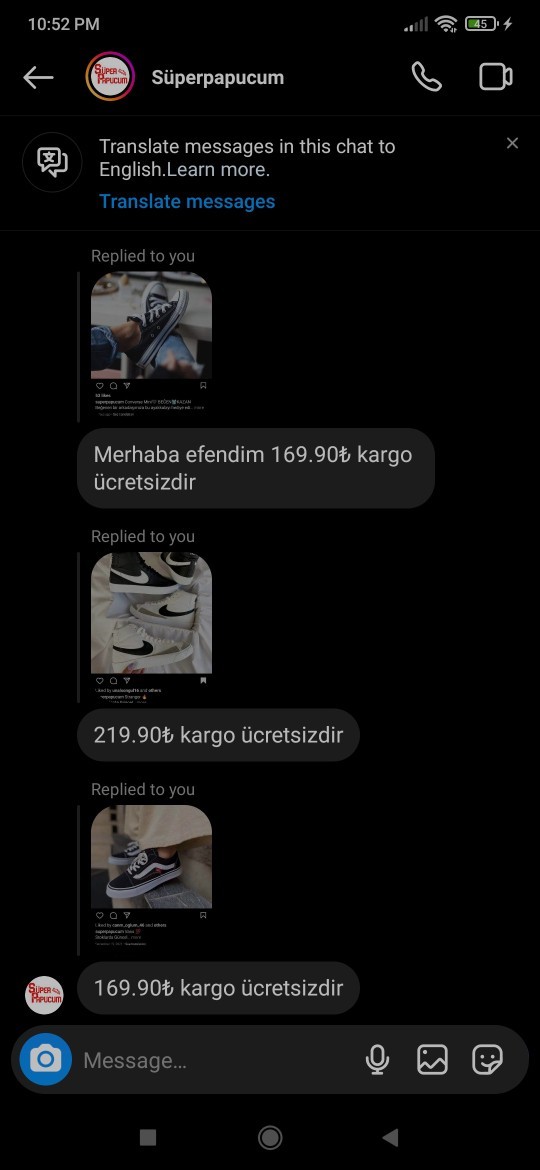 Ayakkabı alıcam Instagramdan?