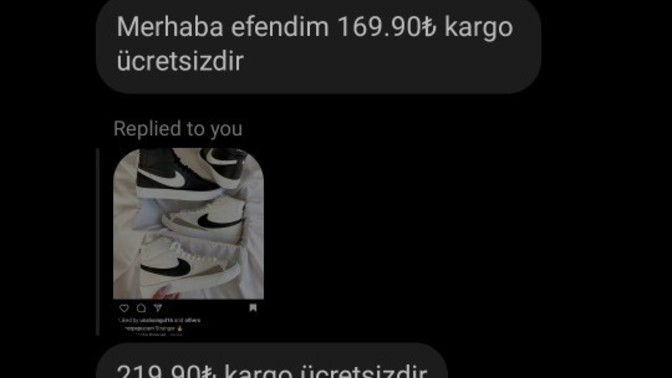 Ayakkabı alıcam Instagram'dan?