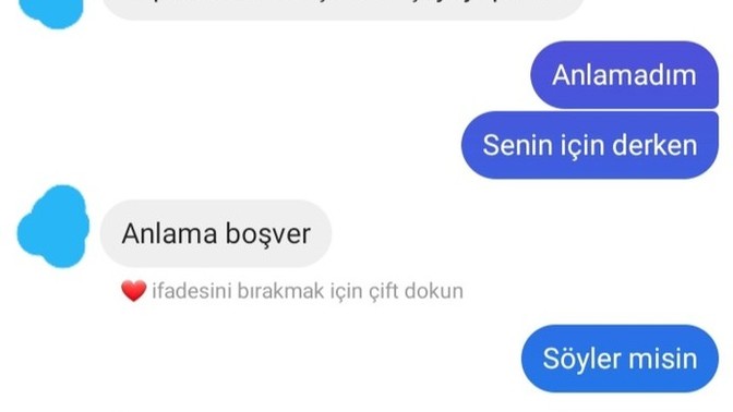 Beni sevdiğini söylemeye mi çalışıyor sizce?