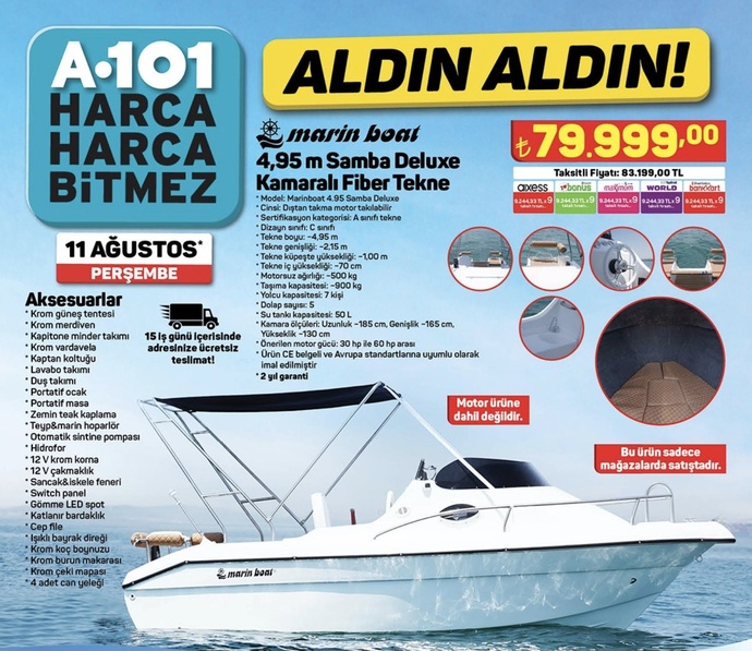 A101 79.999TL ye tekne satıyor?