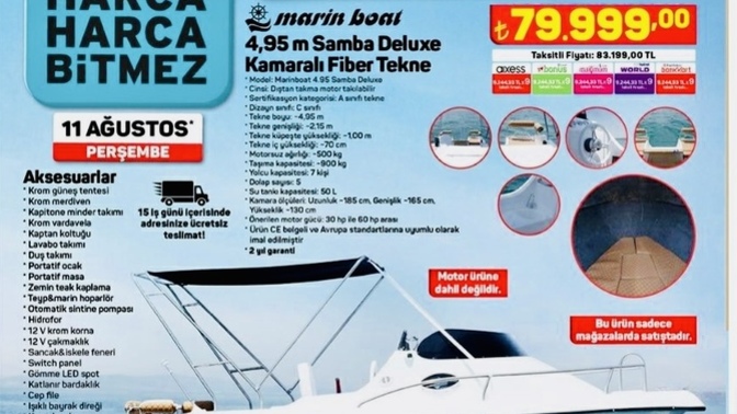 80,000 TL ye, 4,95 metrelik tekne alır mısınız?