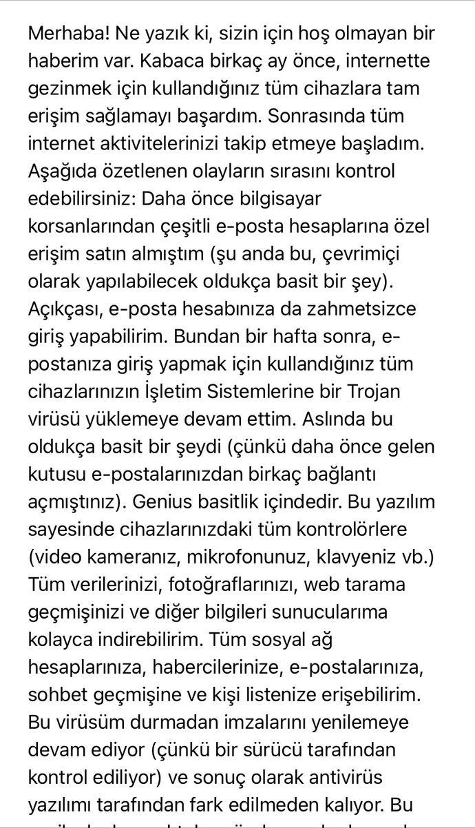 Arkadaşlar bi mail gelmiş sabah bu nedir bi yardımcı olur musunuz?