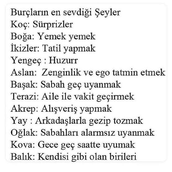 Burcuna göre en çok neyi seviyorsun?