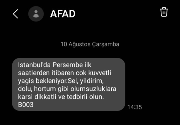 AFAD uyarı mesajı gönderdi! AFAD uyarı mesajını aldınız mı?