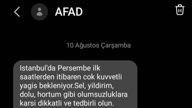 AFAD uyarı mesajı gönderdi! AFAD uyarı mesajını aldınız mı?