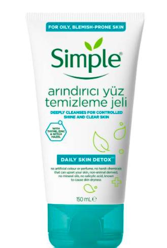 simple arındırıcı yüz temizleme jeli
