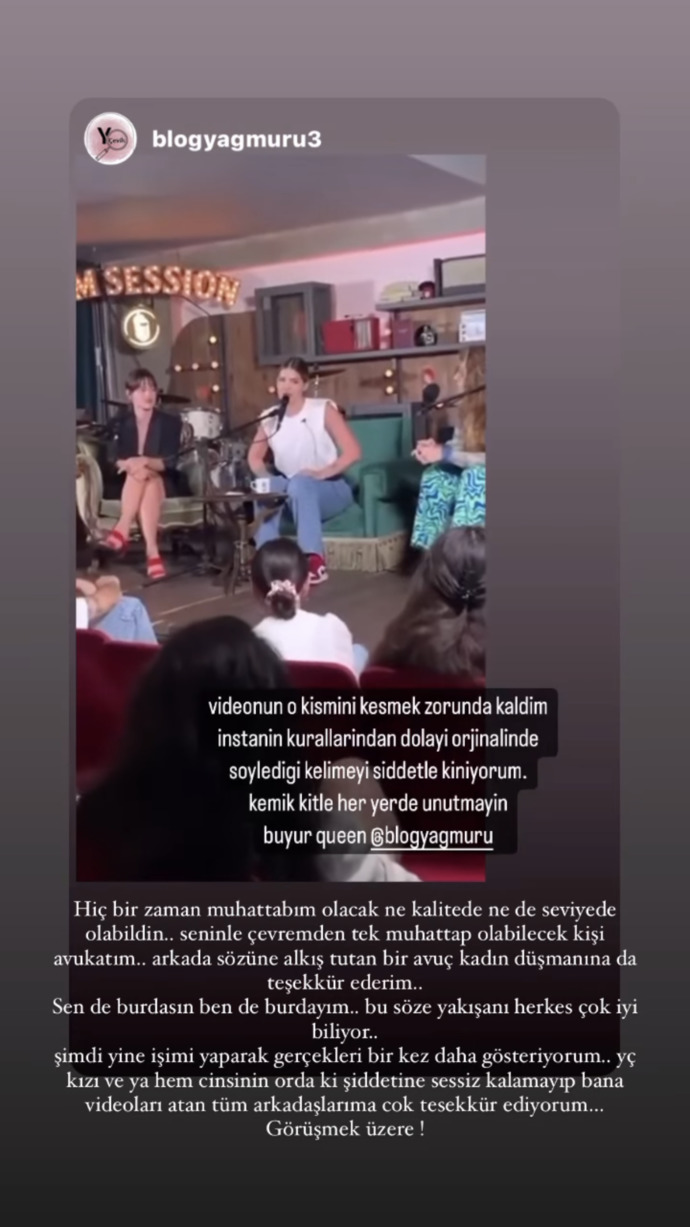 Videoyu yağmurun storylerinden izleyebilirsiniz