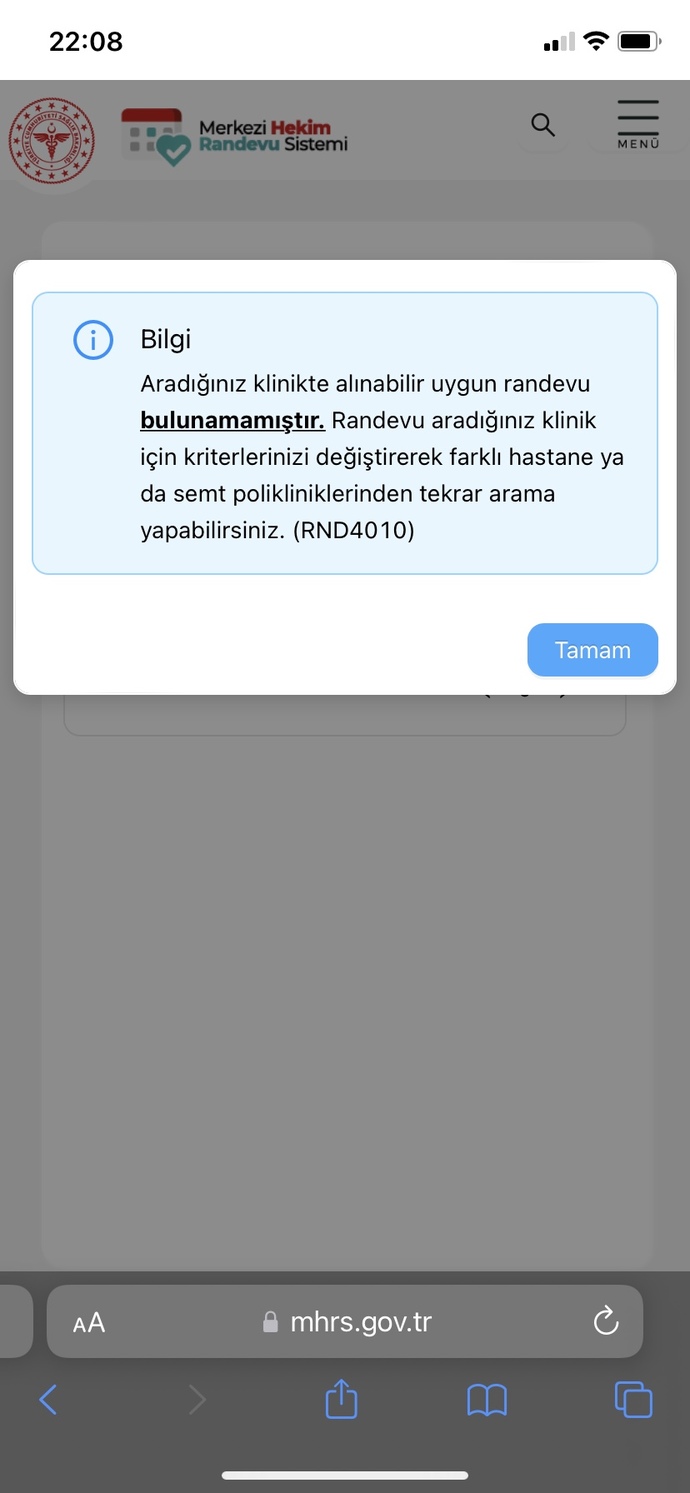 Hastane randevu alamıyorum?