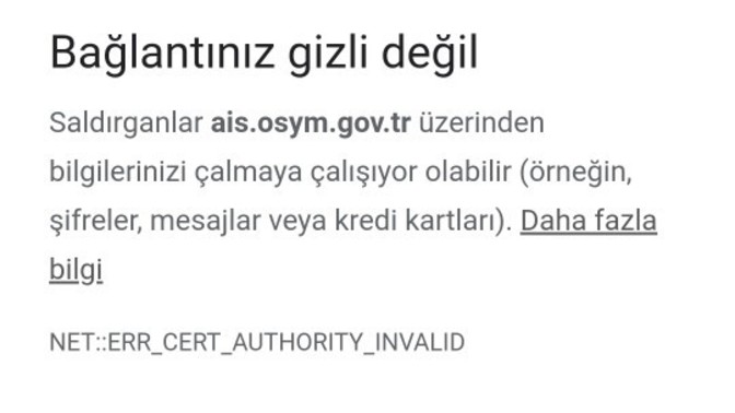 Osym sitesine giremiyorum boyle bir yazi cikiyor ne yapmaliyim?