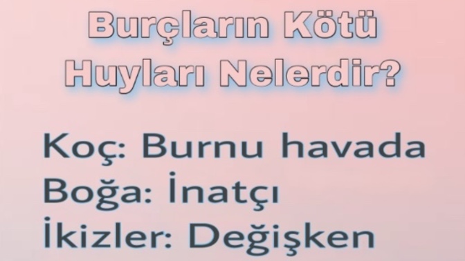 Burcuna göre en kötü huyun nedir?