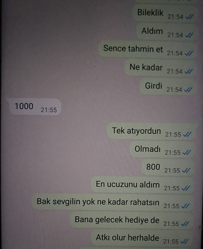 2. yılımız için bana aldığı hediye için yaptığı yorum?