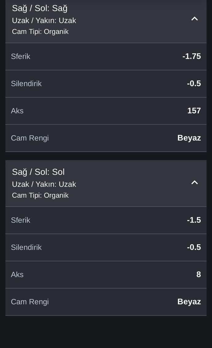Astigmat ve miyop derecem kaç?