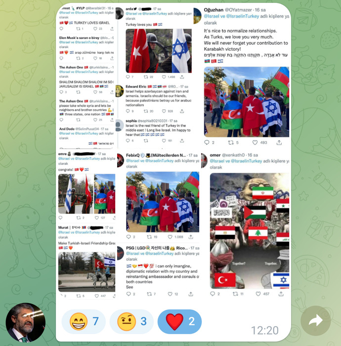 İsrail Türkiye Normalleşmesi sonrası İsrail Twitter hesabına gelen olumlu mesajlar için Türk kullanıcılara teşekkür etti?